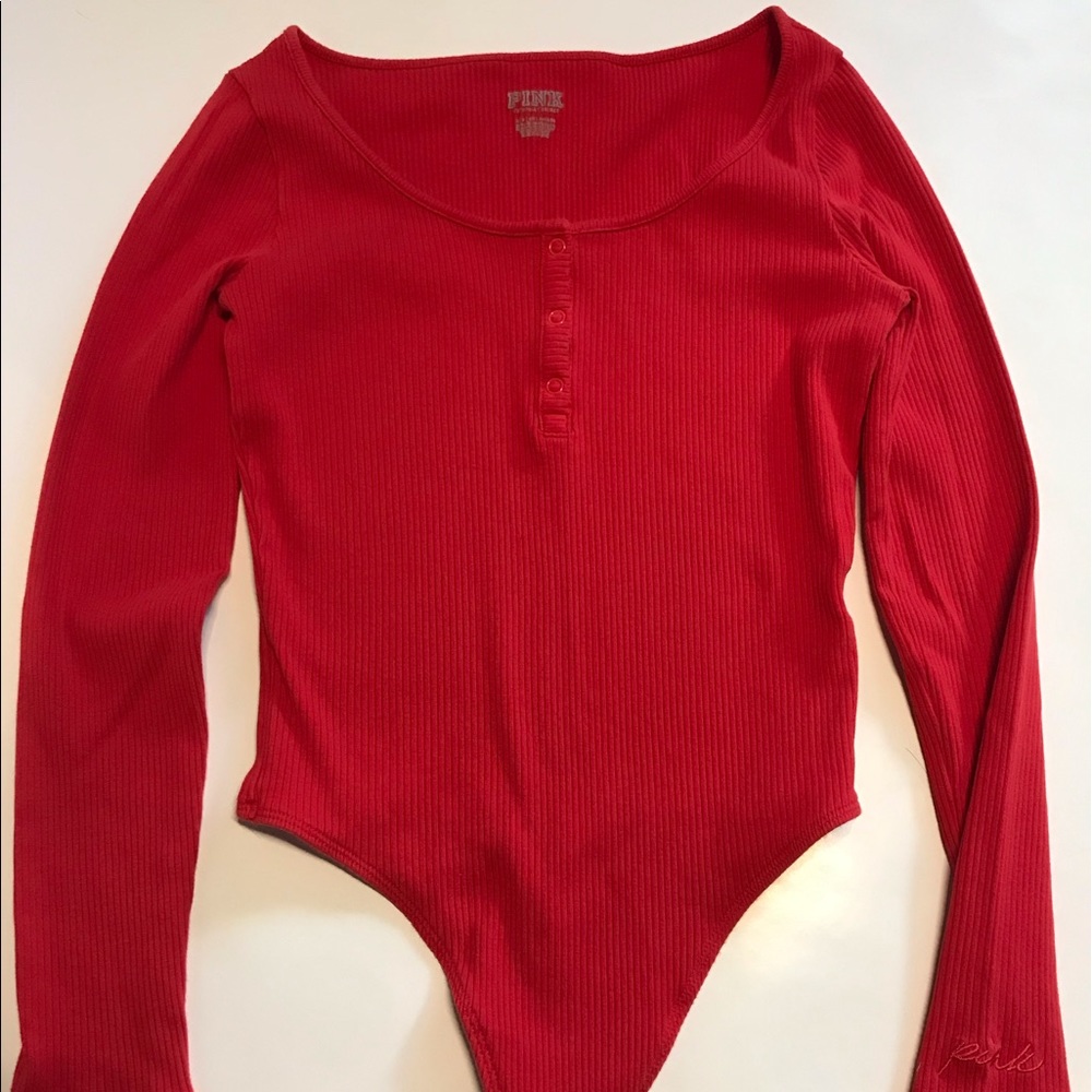 Pink Victoria Secret Red Bodysuit Top